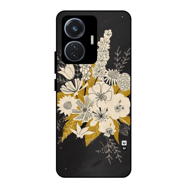 Flower Drawing Metal Back Case for iQOO Z6 44W