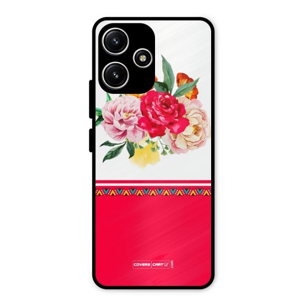 Flower Fusion Metal Back Case for Redmi 12 5G