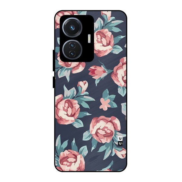 Flowers Painting Metal Back Case for iQOO Z6 44W