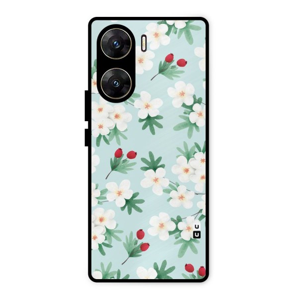 Flowers Pastel Metal Back Case for Vivo V29e