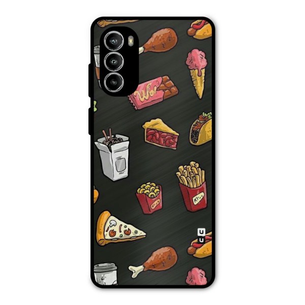 Foodie Pattern Metal Back Case for Moto G82
