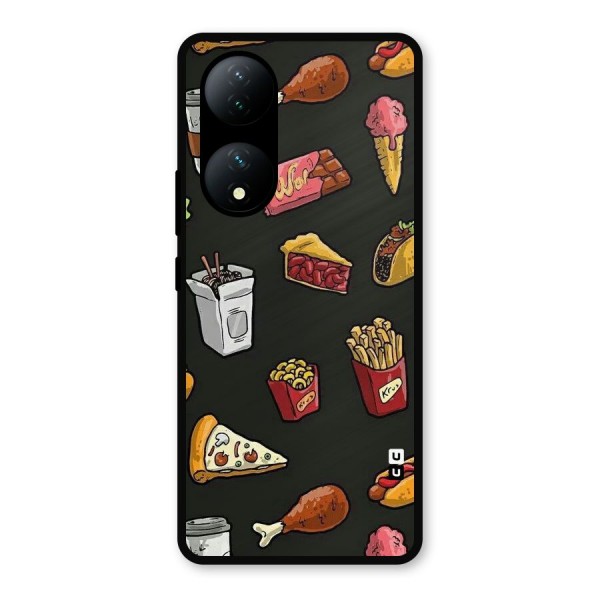 Foodie Pattern Metal Back Case for Vivo T2