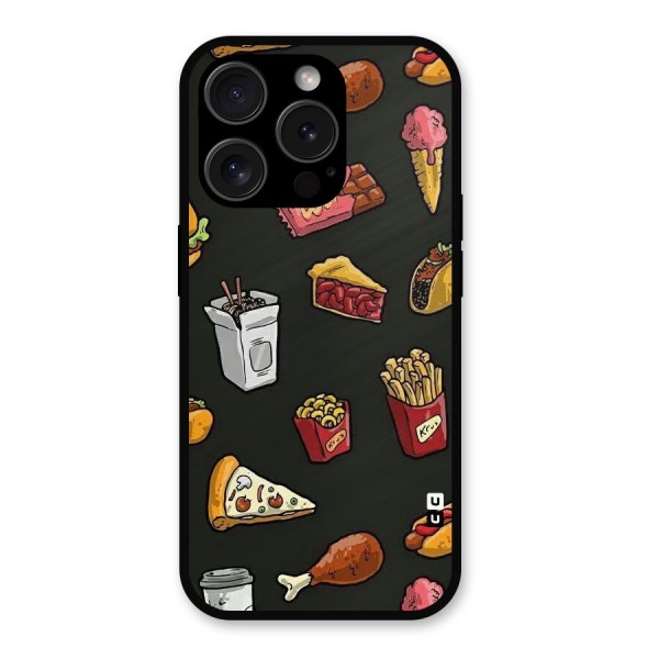 Foodie Pattern Metal Back Case for iPhone 15 Pro