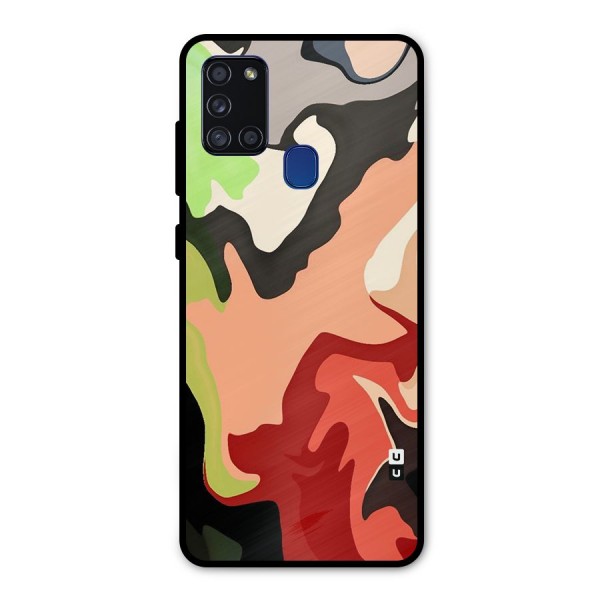 Geometric Abstract Acrylic Oil Pattern Art Metal Back Case for Galaxy A21s