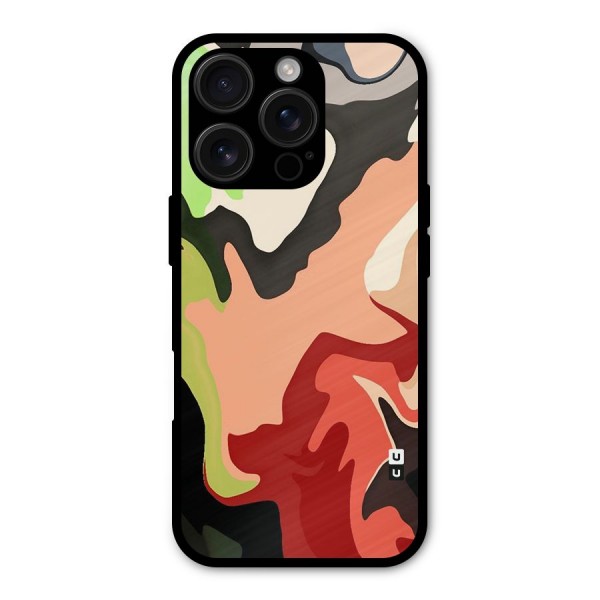 Geometric Abstract Acrylic Oil Pattern Art Metal Back Case for iPhone 16 Pro