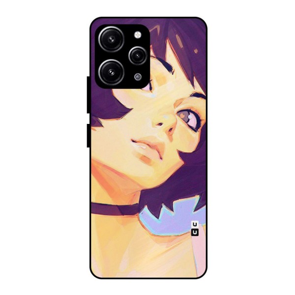 Girl Face Art Glass Back Case for Redmi 12 4G