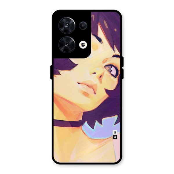Girl Face Art Metal Back Case for Oppo Reno8 5G