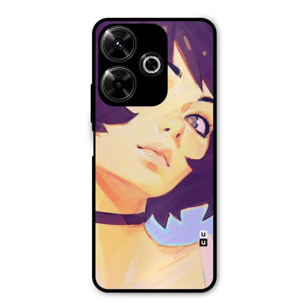 Girl Face Art Metal Back Case for Poco M6 Plus