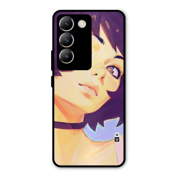 Girl Face Art Metal Back Case for Vivo Y200e