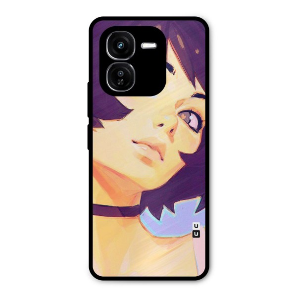 Girl Face Art Metal Back Case for iQOO Z9x