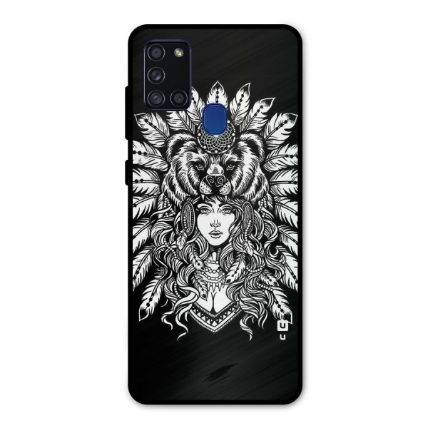 Girl Pattern Art Metal Back Case for Galaxy A21s
