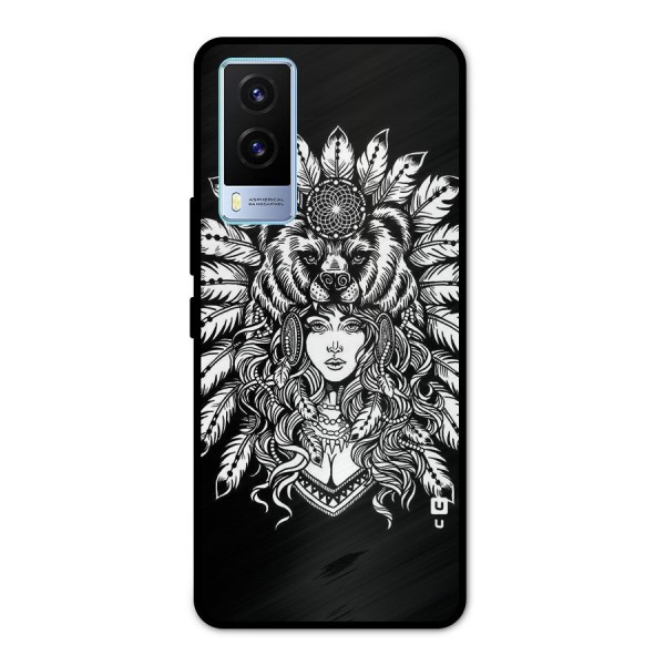 Girl Pattern Art Metal Back Case for Vivo V21e 5G