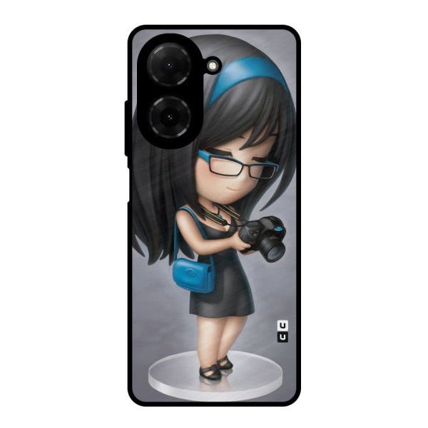 Girl With Camera Metal Back Case for Poco C71