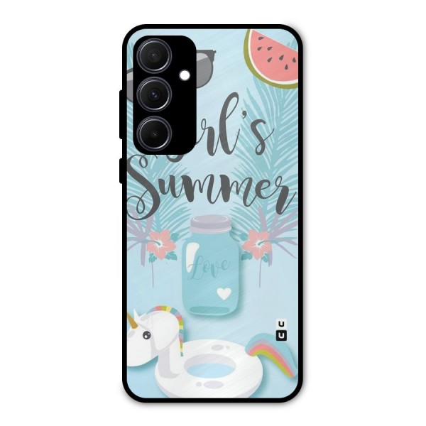 Girls Summer Metal Back Case for Galaxy A35