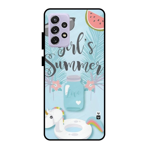 Girls Summer Metal Back Case for Galaxy A72