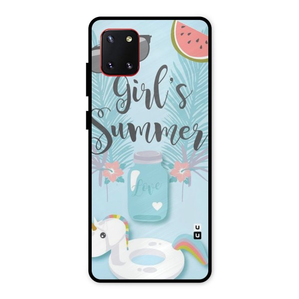 Girls Summer Metal Back Case for Galaxy Note 10 Lite