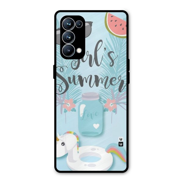 Girls Summer Metal Back Case for Oppo Reno5 Pro 5G