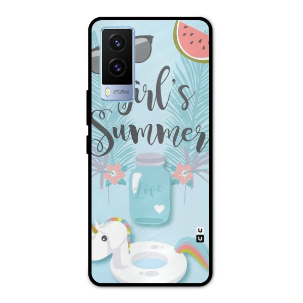 Girls Summer Metal Back Case for Vivo V21e 5G