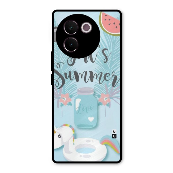 Girls Summer Metal Back Case for Vivo V30e