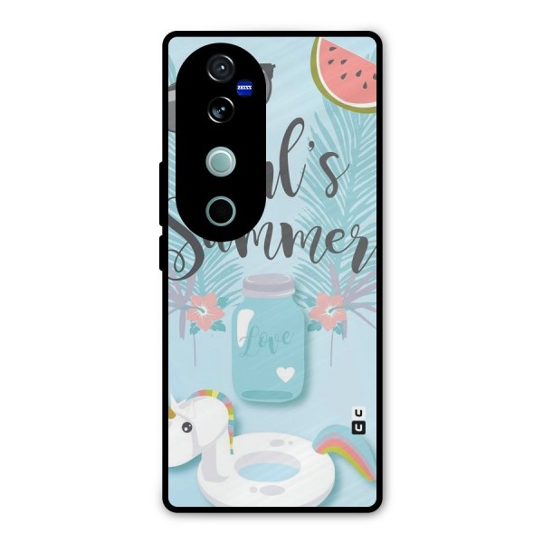 Girls Summer Metal Back Case for Vivo V40