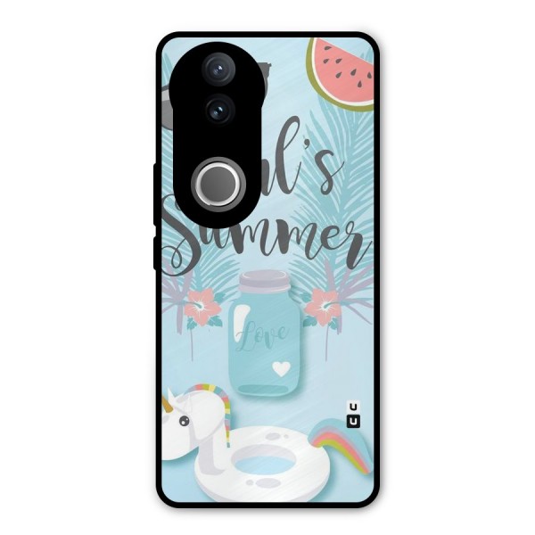 Girls Summer Metal Back Case for Vivo V50e