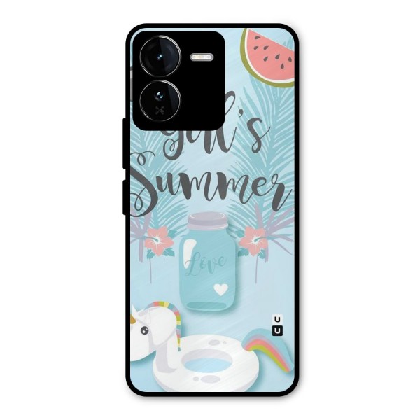 Girls Summer Metal Back Case for iQOO Z9