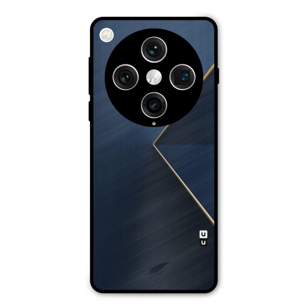 Golden Blue Triangle Metal Back Case for Oppo Find X8 Pro