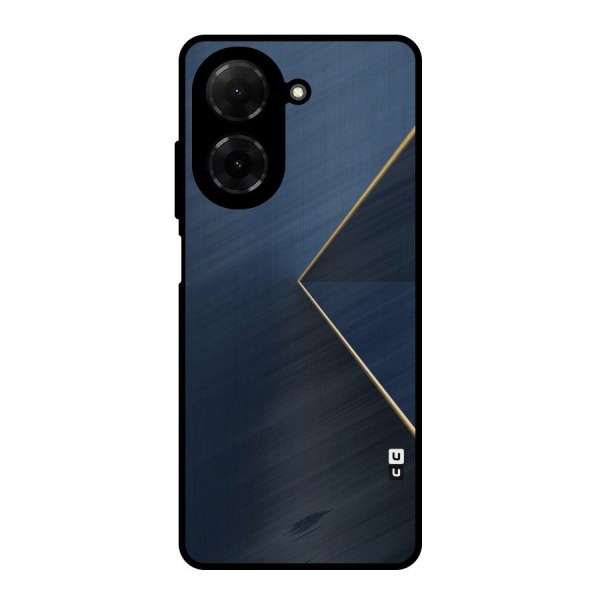 Golden Blue Triangle Metal Back Case for Poco C71