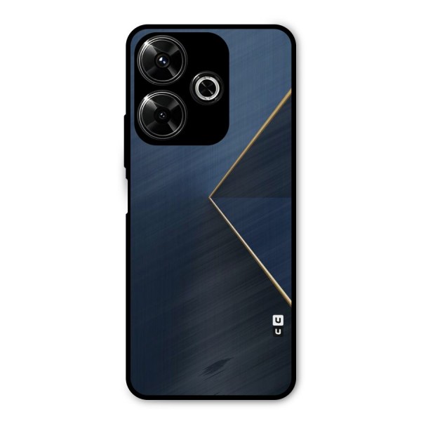 Golden Blue Triangle Metal Back Case for Poco M6 Plus