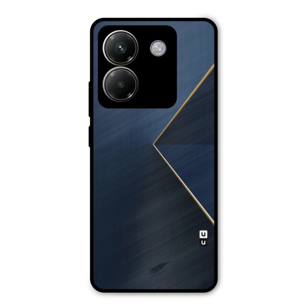 Golden Blue Triangle Metal Back Case for Poco M7 Pro 5G