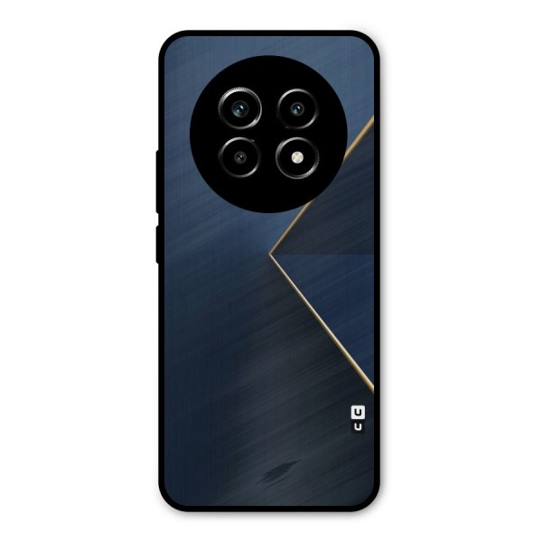 Golden Blue Triangle Metal Back Case for Realme 13 Pro