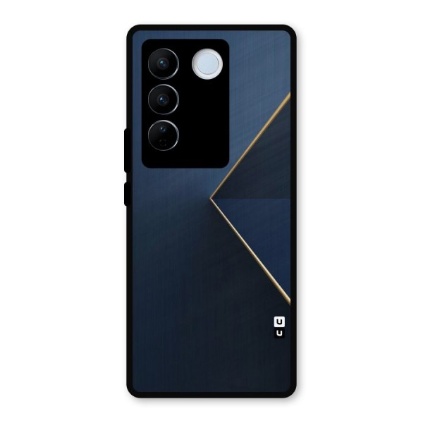 Golden Blue Triangle Metal Back Case for Vivo V27 Pro