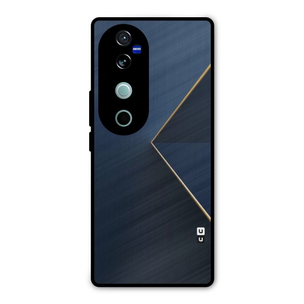 Golden Blue Triangle Metal Back Case for Vivo V40 Pro