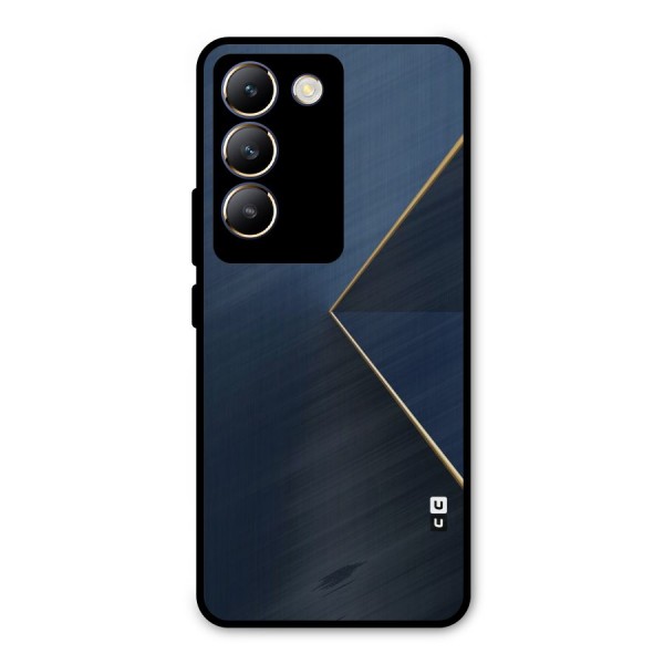Golden Blue Triangle Metal Back Case for Vivo Y200e