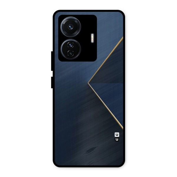Golden Blue Triangle Metal Back Case for iQOO Z6
