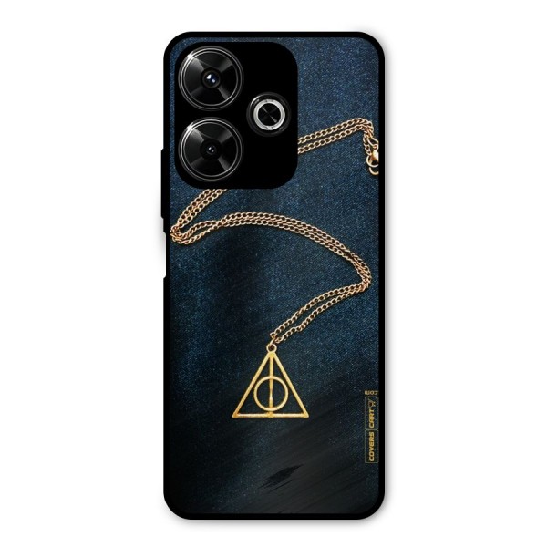Golden Chain Metal Back Case for Poco M6 Plus
