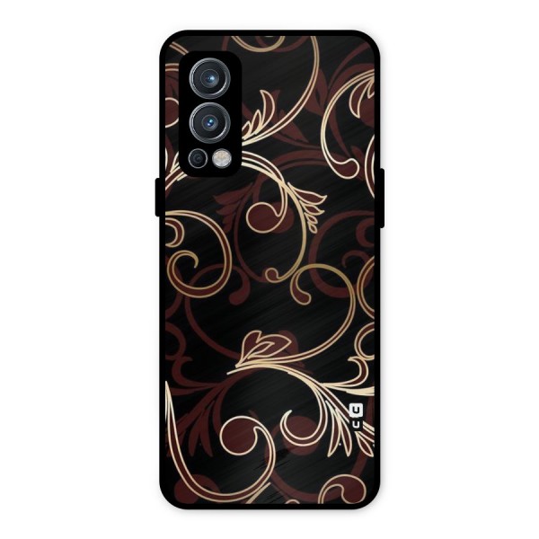 Golden Maroon Beauty Metal Back Case for OnePlus Nord 2 5G