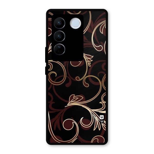 Golden Maroon Beauty Metal Back Case for Vivo V27 Pro