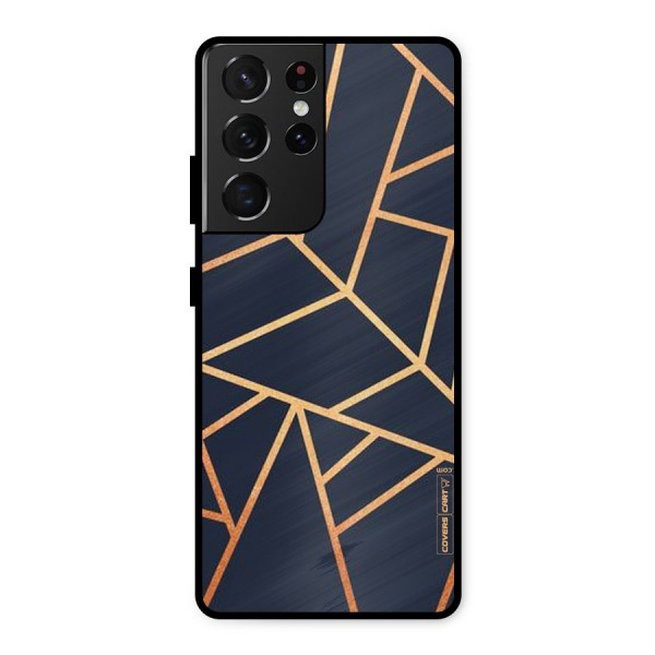 Golden Pattern Metal Back Case for Galaxy S21 Ultra 5G