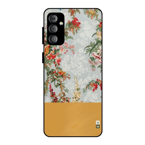 Golden Stripe on Floral Metal Back Case for Galaxy F23