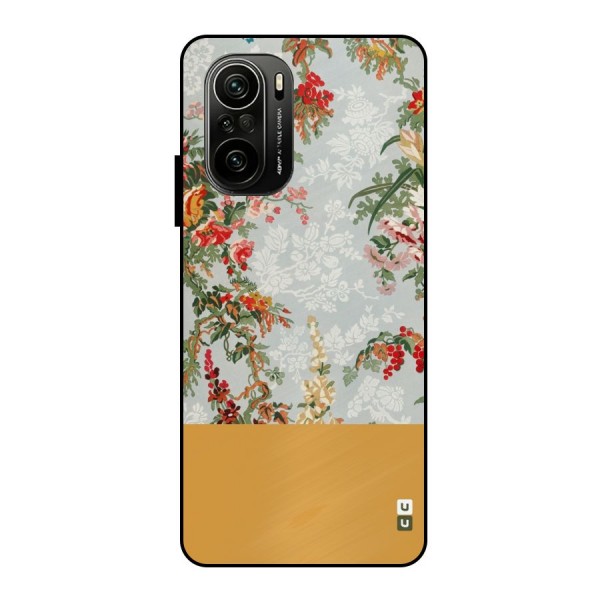 Golden Stripe on Floral Metal Back Case for Mi 11X Pro