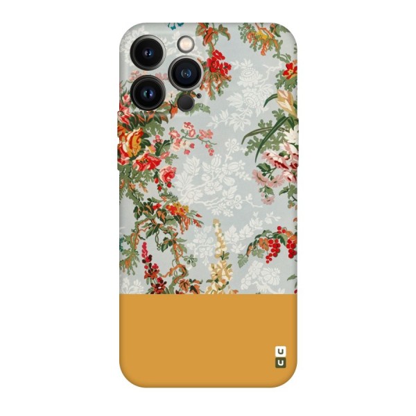 Golden Stripe on Floral Original Polycarbonate Back Case for iPhone 13 Pro Max