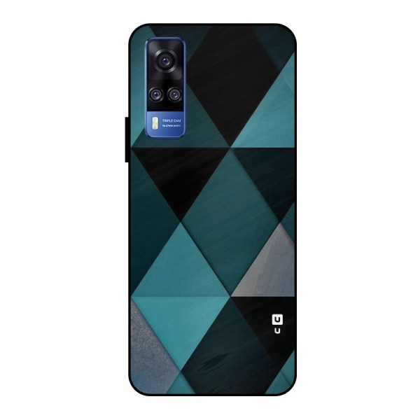 Green Black Shapes Metal Back Case for Vivo Y51