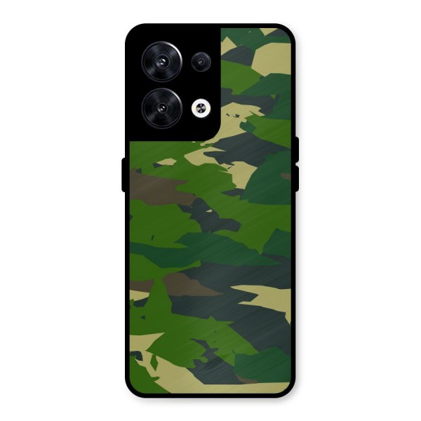 Green Camouflage Army Metal Back Case for Oppo Reno8 5G