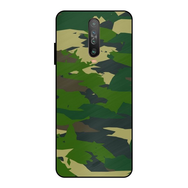 Green Camouflage Army Metal Back Case for Poco X2