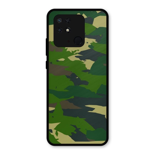 Green Camouflage Army Metal Back Case for Redmi 10 Power