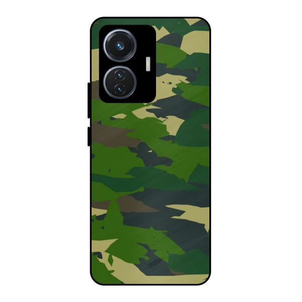 Green Camouflage Army Metal Back Case for iQOO Z6 44W