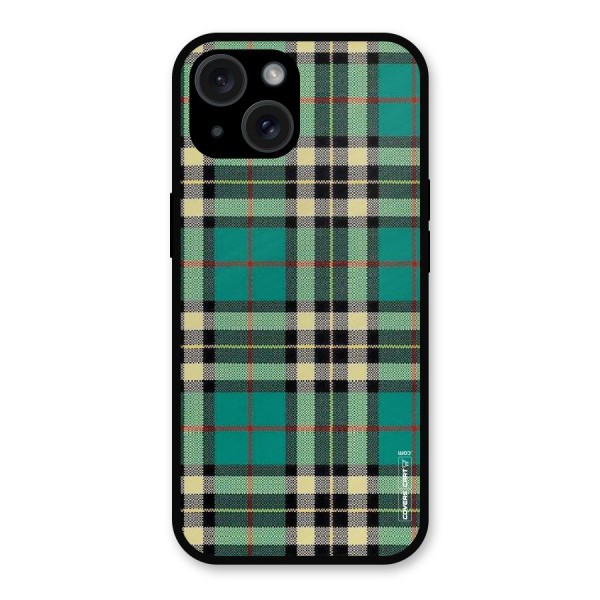 Green Check Metal Back Case for iPhone 15