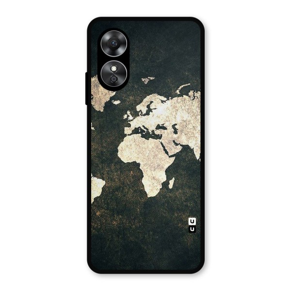 Green Gold Map Design Metal Back Case for Oppo A17