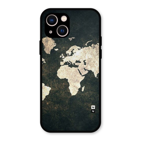 Green Gold Map Design Metal Back Case for iPhone 13
